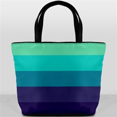 Blue Gradient Stripes  Bucket Bag by Dazzleway