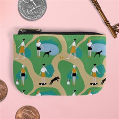 Girls With Dogs For A Walk In The Park Mini Coin Purse by SychEva