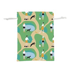 Girls With Dogs For A Walk In The Park Lightweight Drawstring Pouch (l) by SychEva