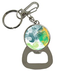 Orange And Green Alcohol Ink  Bottle Opener Key Chain by Dazzleway