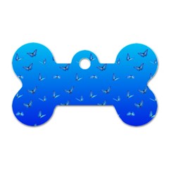 Butterflies At Blue, Two Color Tone Gradient Dog Tag Bone (one Side) by Casemiro