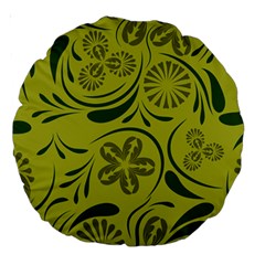 Folk Flowers Pattern  Large 18  Premium Round Cushions by Eskimos