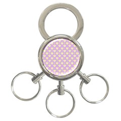 Yellow Hearts On A Light Purple Background 3-ring Key Chain by SychEva