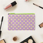 Yellow Hearts On A Light Purple Background Cosmetic Bag (XS) Front