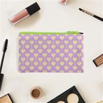 Yellow Hearts On A Light Purple Background Cosmetic Bag (XS) Back