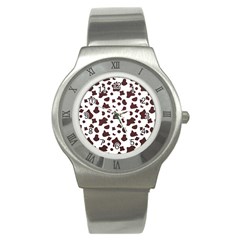 Brown Cow Spots Pattern, Animal Fur Print Stainless Steel Watch by Casemiro