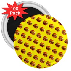 Vector Burgers, Fast Food Sandwitch Pattern At Yellow 3  Magnets (100 Pack) by Casemiro