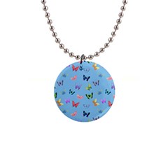 Multicolored Butterflies Whirl 1  Button Necklace by SychEva