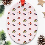 Bullfinches Sit On Branches Oval Ornament (Two Sides) Back