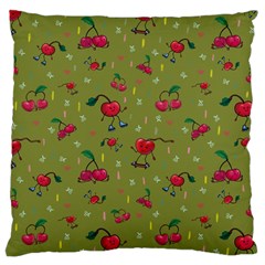 Red Cherries Athletes Large Cushion Case (one Side) by SychEva