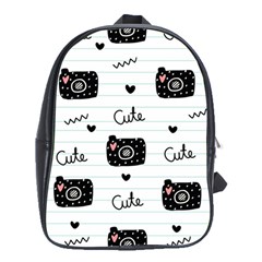 Cute Cameras Doodles Hand Drawn School Bag (xl) by Sapixe