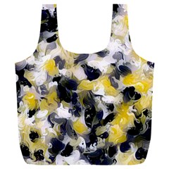 Black, Gray And Yellow Swirls Full Print Recycle Bag (xxl) by Khoncepts