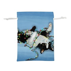 Christmas Cat Lightweight Drawstring Pouch (l) by Blueketchupshop