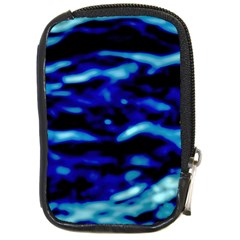 Blue Waves Abstract Series No8 Compact Camera Leather Case by DimitriosArt