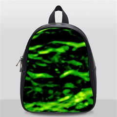 Green  Waves Abstract Series No3 School Bag (small) by DimitriosArt