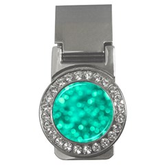 Light Reflections Abstract No9 Turquoise Money Clips (cz)  by DimitriosArt