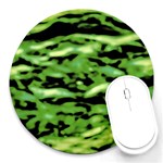 Green  Waves Abstract Series No11 Round Mousepads Front