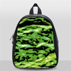 Green  Waves Abstract Series No11 School Bag (small) by DimitriosArt