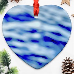 Blue Waves Abstract Series No10 Heart Ornament (two Sides) by DimitriosArt