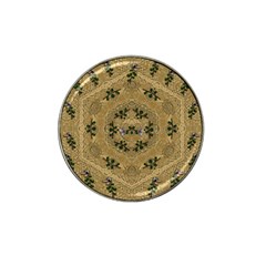 Wood Art With Beautiful Flowers And Leaves Mandala Hat Clip Ball Marker by pepitasart