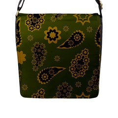 Floral Pattern Paisley Style Paisley Print  Doodle Background Flap Closure Messenger Bag (l) by Eskimos