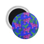 Pink Tigers On A Blue Background 2.25  Magnets Front