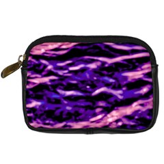 Purple  Waves Abstract Series No1 Digital Camera Leather Case by DimitriosArt