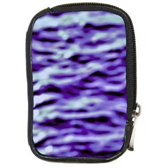 Purple  Waves Abstract Series No3 Compact Camera Leather Case by DimitriosArt