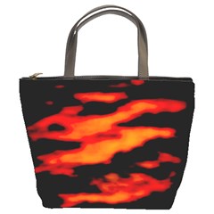 Red  Waves Abstract Series No13 Bucket Bag by DimitriosArt