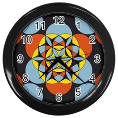 Abstract Pattern Geometric Backgrounds   Wall Clock (black) by Eskimos