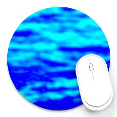 Blue Waves Abstract Series No12 Round Mousepads by DimitriosArt