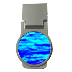 Blue Waves Abstract Series No12 Money Clips (round)  by DimitriosArt