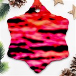 Red  Waves Abstract Series No15 Snowflake Ornament (Two Sides) Back