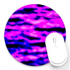 Purple  Waves Abstract Series No6 Round Mousepads by DimitriosArt