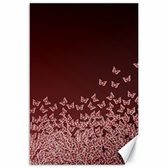 Red Gradient Butterflies Pattern, Nature Theme Canvas 24  X 36  by Casemiro