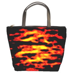 Red  Waves Abstract Series No18 Bucket Bag by DimitriosArt