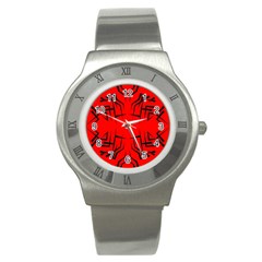 Abstract Pattern Geometric Backgrounds   Stainless Steel Watch by Eskimos