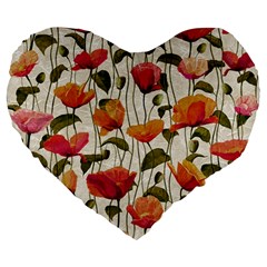 Floral Pattern Large 19  Premium Flano Heart Shape Cushions by Valentinaart