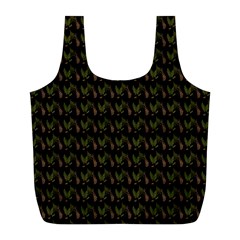 Fern Pattern 2 Black Full Print Recycle Bag (l) by violetheavensky