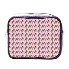 Fern Pattern 2 Pink Mini Toiletries Bag (one Side) by violetheavensky