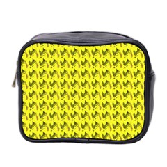 Fern Pattern 2 Yellow Mini Toiletries Bag (two Sides) by violetheavensky