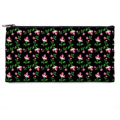 Pink Carnation Black Pencil Case by violetheavensky