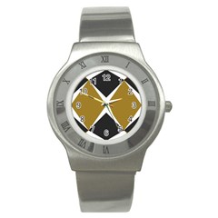 Abstract Pattern Geometric Backgrounds   Stainless Steel Watch by Eskimos