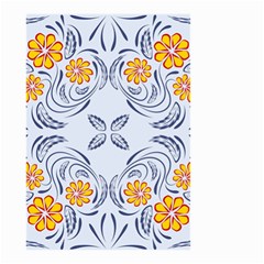 Floral Folk Damask Pattern Fantasy Flowers  Small Garden Flag (two Sides) by Eskimos