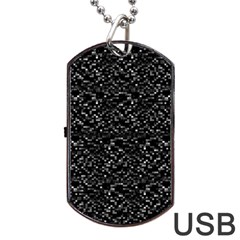 Pixel Grid Dark Black And White Pattern Dog Tag Usb Flash (two Sides) by dflcprintsclothing