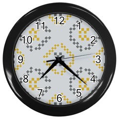 Abstract Pattern Geometric Backgrounds   Wall Clock (black) by Eskimos