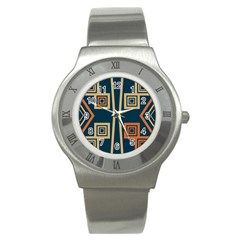 Abstract Pattern Geometric Backgrounds   Stainless Steel Watch by Eskimos