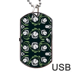 Folk Flowers Print Floral Pattern Ethnic Art Dog Tag Usb Flash (two Sides) by Eskimos