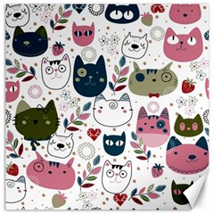 Pattern With Cute Cat Heads Canvas 20  X 20  by Jancukart