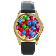 Bubble Gum Round Gold Metal Watch by artworkshop